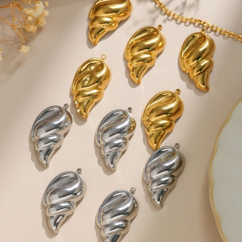304 Roestvrij Staal Conch Schelp Hanger Oceaan Stijl Marine Bio DIY Ketting Oorbel Accessoires Spiraal Textuur Sieraden Onderdelen