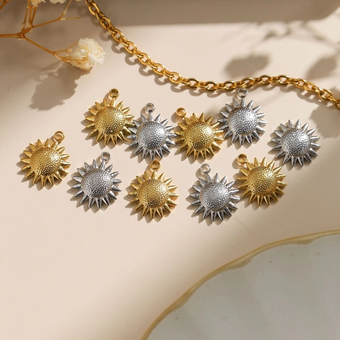Ciondoli a Sole Girasole in Acciaio Inossidabile 304 Forniture per Gioielli Fai-da-te Charms Impermeabili Ipoallergenici per Collane Bracciali Donna Accessori Artigianali