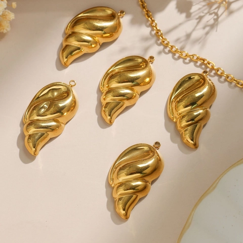 304 Roestvrij Staal Conch Schelp Hanger Oceaan Stijl Marine Bio DIY Ketting Oorbel Accessoires Spiraal Textuur Sieraden Onderdelen