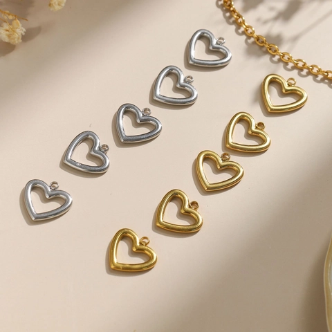 304 Roestvrij Staal Hol Hart Hanger DIY Sieraden Accessoires Hoogglans Gepolijst Hartvorm Hangers Voor Kettingen Maken Dames Heren