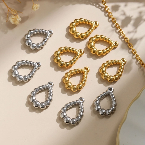 304 Stainless Steel Hollow Teardrop Pendant Beads Geometric Water Drop DIY Jewelry Making Findings Necklace Earring Accessory