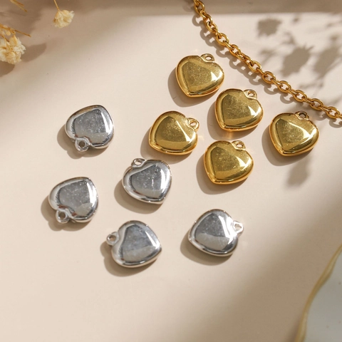 Colgantes de Corazón Sólido 3D de Acero Inoxidable 304 Alto Pulido Espejo Joyería DIY Pendientes Collares Dijes Corazón