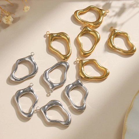 Ciondolo in Acciaio Inossidabile 304 Geometrico Irregolare Stile Lava DIY per Collana Orecchini Oro Argento Lucidato