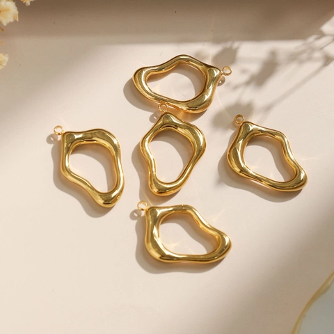 Ciondolo in Acciaio Inossidabile 304 Geometrico Irregolare Stile Lava DIY per Collana Orecchini Oro Argento Lucidato