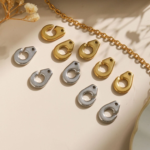 304 Stainless Steel Handcuff Pendant DIY Jewelry Connectors For Bracelet Necklace Making Smooth Metal Open Hooks Accessories