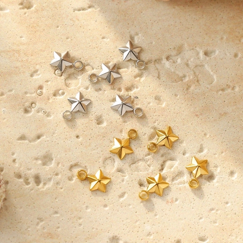 Ciondoli a Stella a Cinque Punte in Acciaio Inossidabile 304 per Creazione Gioielli Fai-da-te Collana Bracciale Accessorio Charms