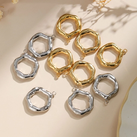 304 Stainless Steel Round Hammered Pendant Geometric Circle Charm Accessory For DIY Jewelry Making Findings Necklace Components