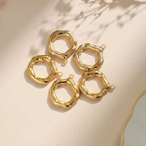 304 Stainless Steel Round Hammered Pendant Geometric Circle Charm Accessory For DIY Jewelry Making Findings Necklace Components