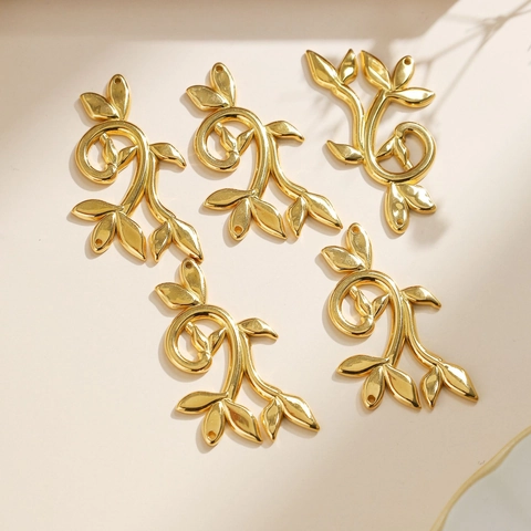 Pendentif Feuille de Saule Irrégulière en Acier Inoxydable 304 DIY Bijouterie Branche Géométrique Accessoires Or Argent