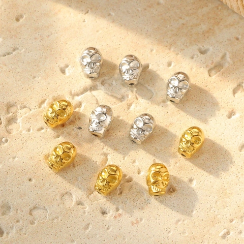304 Stainless Steel Skull Beads Through-Hole Skeleton Beads For DIY Jewelry Making Bracelet Necklace Findings Punk Accessories