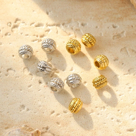 Perle Rotonde con Trama Intrecciata in Acciaio Inossidabile per Creazione di Gioielli DIY Accessori per Bracciale Collana
