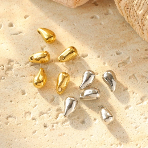 304 Stainless Steel Water Drop Beads Mirror Polished Metal Loose Beads For Jewelry Making DIY Necklace Bracelet Earring Dangle Pendants Accessories