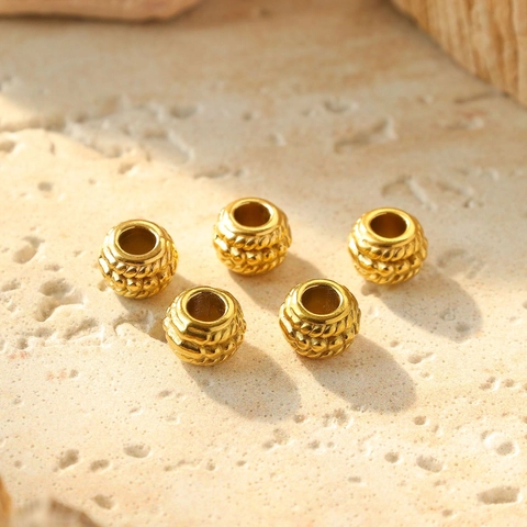 Perle Rotonde con Trama Intrecciata in Acciaio Inossidabile per Creazione di Gioielli DIY Accessori per Bracciale Collana
