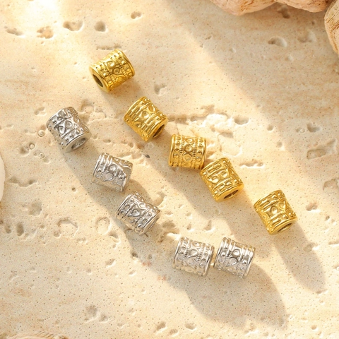 Perles d'Espacement Géométriques à Motif 8 en Acier Inoxydable 304 Coulées en Poudre DIY Fabrication de Bijoux Perles Cylindriques à Trou Traversant Accessoires de Bracelet