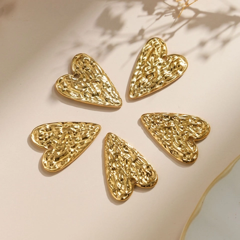 304 Acciaio Inossidabile Cuore Ciondolo Texture Martellata Pieghettata DIY Gioielli Accessori Charm Cuore Per Collane Orecchini