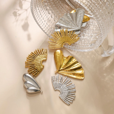 304 Stainless Steel Ginkgo Leaf Fan Wing Pendant Only Without Chain Gold Silver Plated DIY Jewelry Making Metal Charms Accessory