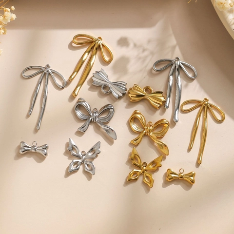 304 Stainless Steel Bow Bowknot Butterfly Pendants For DIY Jewelry Making Gold Silver Charms Accessory Handmade Craft Jewelry Finding
