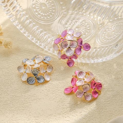304 Stainless Steel Enamel Hydrangea Flower Cluster Pendants DIY Jewelry Making Necklace Earring Findings For Women