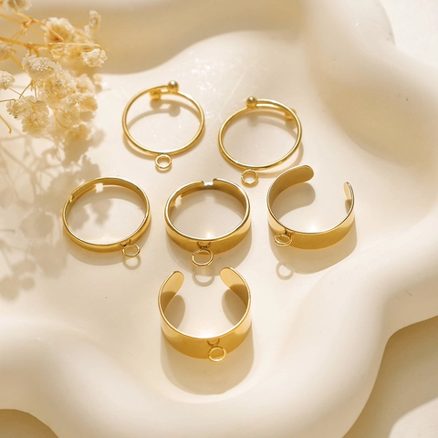 304 Roestvrij Stalen Verstelbare Open Ringbases Met Lus Voor DIY Sieraden Maken Goud Minimalistische Ringonderdelen