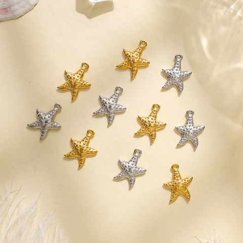 Colgantes de Estrella de Mar de Acero Inoxidable 304 Charms Para Fabricación de Pulseras Collares DIY Accesorios de Playa