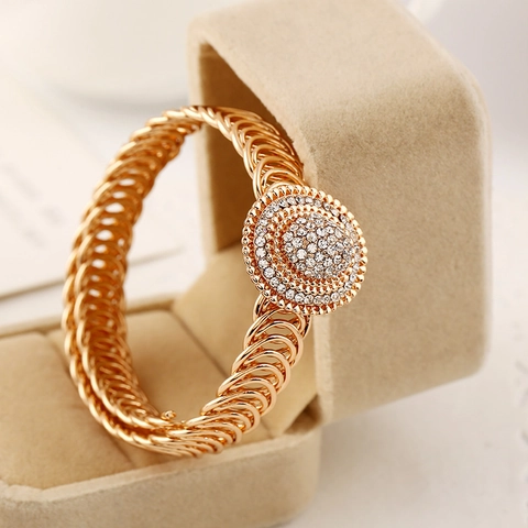 Luxe Verweven Verstelbare Kettingarmband Voor Dames Glinsterende Strass Ingelegde Mode Sieraden Armring Accessoire