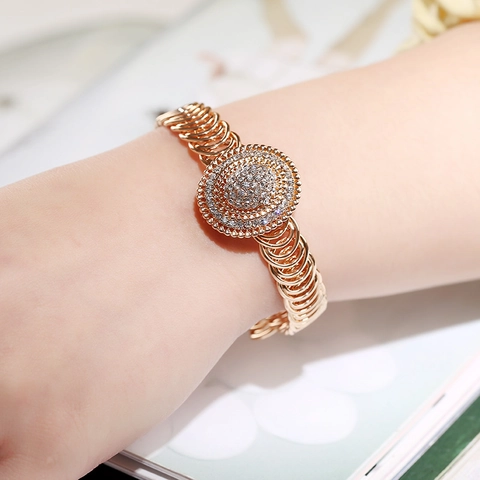 Luxe Verweven Verstelbare Kettingarmband Voor Dames Glinsterende Strass Ingelegde Mode Sieraden Armring Accessoire