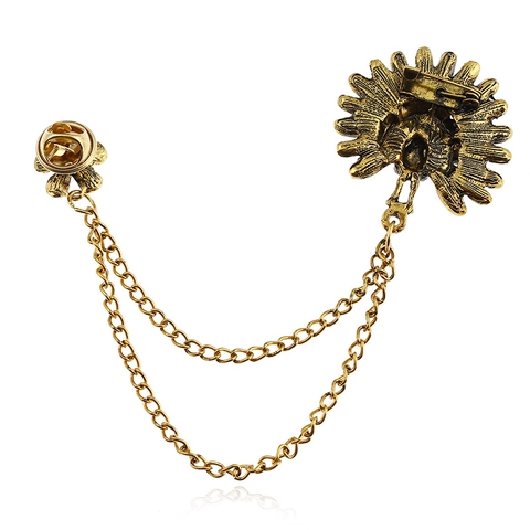 Vintage Alloy Peacock Tassel Chain Brooch Pin Multi Colored Rhinestone Luxurious Double Lapel Pin Jewelry For Women