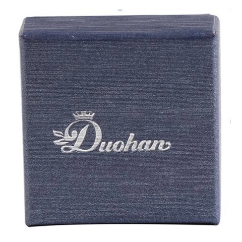 Minimalist Dark Blue Textured Paper Necklace Jewelry Gift Box With Silver Stamping Logo Elegant Jewelry Packaging Case