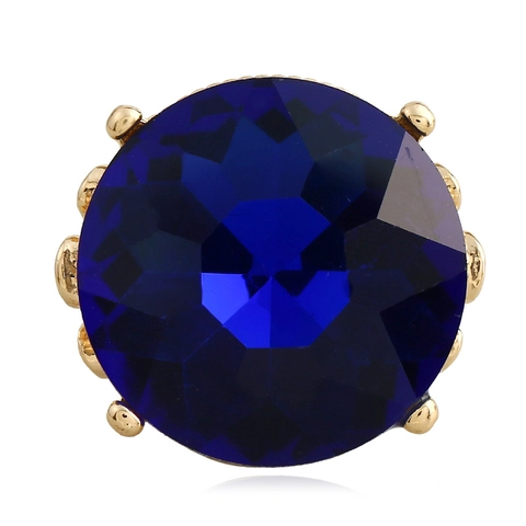 Vintage Alloy Large Round Crystal Gemstone Ring Gold Plated Adjustable Cocktail Finger Ring For Women Banquet Party Jewelry
