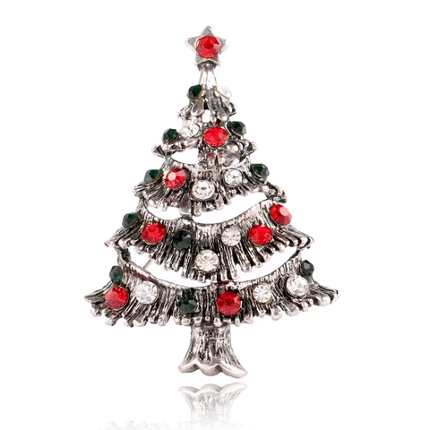 Vintage Legierung Weihnachtsbaum Brosche Strass Festlicher Dekorativer Schmuck Geschenk Für Damen