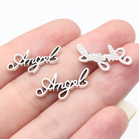 Antik Silber Legierung Angel Schriftzug Anhänger Für DIY Schmuckherstellung Halsketten Armbänder Zubehör Vintage Charms