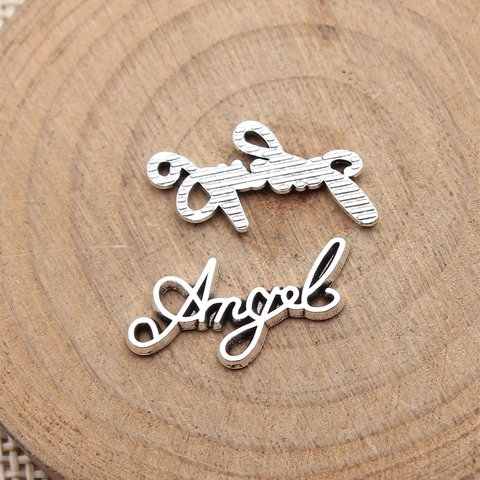 Antik Silber Legierung Angel Schriftzug Anhänger Für DIY Schmuckherstellung Halsketten Armbänder Zubehör Vintage Charms