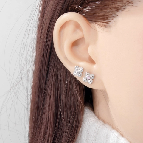 Blume Ohrknorpel Stecker Piercing Ohrring Kupfer Zirkon Mikro Pave Kleeblatt Schraubverschluss Flache Rückseite Schmuck