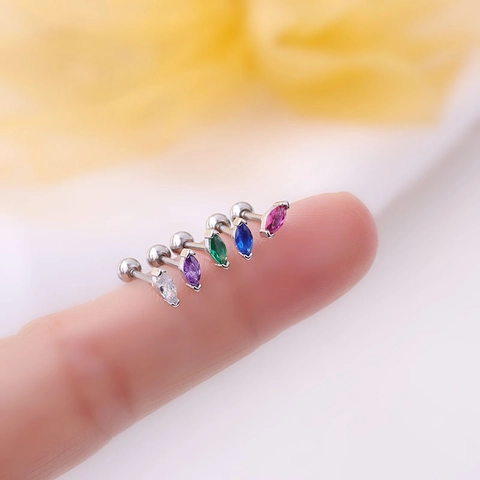 Marquise Zirkon Knorpel Ohrstecker Edelstahl Kupfer Piercing Schmuck Mode Bunt Helix Tragus Schraubverschluss