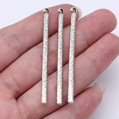 Ciondolo a Barra Lunga Martellata in Argento Antico Vintage in Lega di Zinco Accessori per Gioielli Fai da Te
