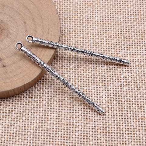 Ciondolo a Barra Lunga Martellata in Argento Antico Vintage in Lega di Zinco Accessori per Gioielli Fai da Te