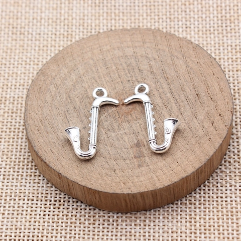 Vintage Zinc Alloy Saxophone Charm Pendant Antique Finish Musical Instrument Design For DIY Jewelry Making Accessories