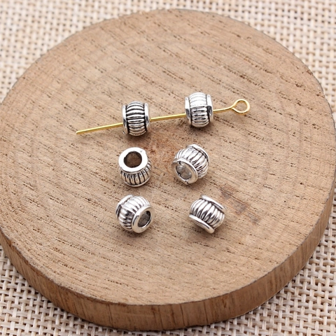 Antik Zinklegierung Abstandshalter Perlen Großes Loch Vertikale Streifen DIY Schmuckherstellung Zubehör Für Armband Halskette Handwerk