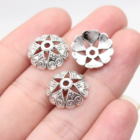Calottes en Alliage Vintage Forme de Fleur pour Création de Bijoux DIY Perles d'Espacement Ajourées Accessoires Rétro