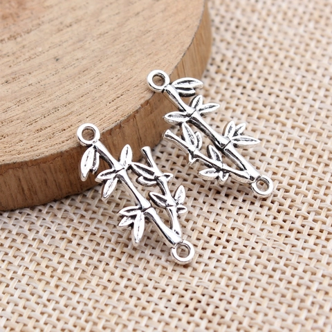 Antique Silver Color Alloy Bamboo Joint Leaf Connectors Pendants For DIY Bracelet Necklace Jewelry Making Finding