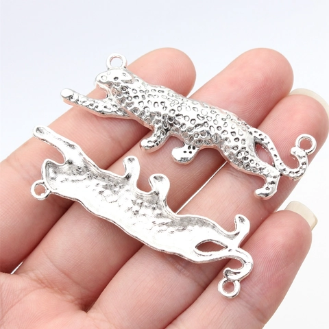 Colgantes Conectores de Joyería de Aleación de Zinc con Forma de Leopardo Vintage Dije de Animal para Hacer Collares Pulseras