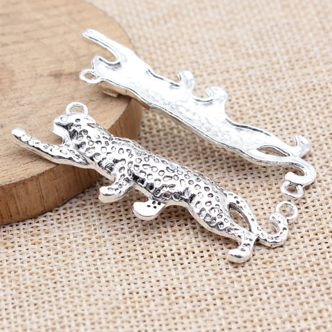 Colgantes Conectores de Joyería de Aleación de Zinc con Forma de Leopardo Vintage Dije de Animal para Hacer Collares Pulseras