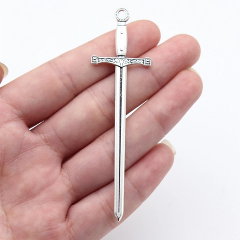 Vintage Zinklegierung Mittelalterliches Langschwert Anhänger Charms Für DIY Schmuckherstellung Altsilber Bronze Schwert Anhänger