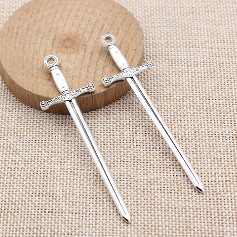 Vintage Zinklegierung Mittelalterliches Langschwert Anhänger Charms Für DIY Schmuckherstellung Altsilber Bronze Schwert Anhänger
