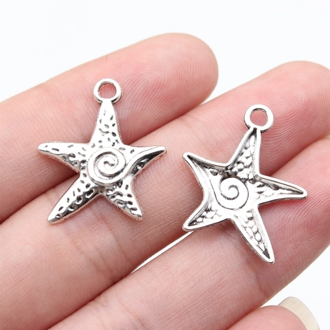 Vintage Alloy Swirl Starfish Pendant Charm For DIY Jewelry Making Antique Plated Marine Theme Handcrafted Jewelry Accessory