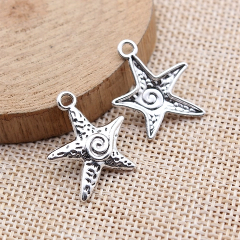 Vintage Alloy Swirl Starfish Pendant Charm For DIY Jewelry Making Antique Plated Marine Theme Handcrafted Jewelry Accessory