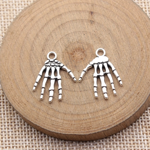 Ciondoli a Mano di Scheletro in Lega di Argento Antico per Gioielli Fai-da-Te Collana Orecchini Gotico Halloween Regalo