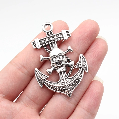 Vintage Zinc Alloy Anchor Skull Crossbones Pendant For DIY Jewelry Making Gothic Nautical Pirate Necklace Keychain Accesssory