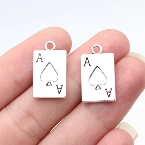 Vintage Zinc Alloy Ace Of Spades Playing Card Pendants Retro Electroplated Metal Charms For DIY Jewelry Making Findings
