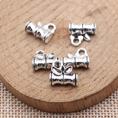 Vintage Alloy Antique Silver Bamboo Joint Leaf Pendant Only Without Chain For DIY Jewelry Making Handcrafted Accessories